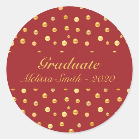 Confettis dorés sur autocollant de graduation roug (Devant)