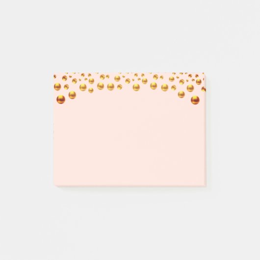 Confettis dorés sur des Post-It rose corail (Devant)