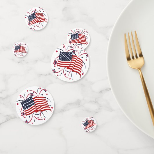 Confettis Drapeau américain et feux d'artifice (Groupe)