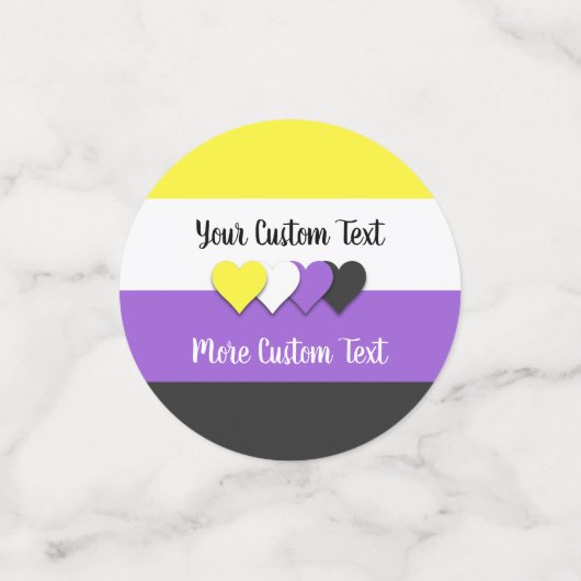 Confettis Drapeau de fierté non-binaire avec les coeurs (Petit recto)