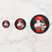 Confettis Drapeau et carte du Liban sur le visage de la fill (Devant)