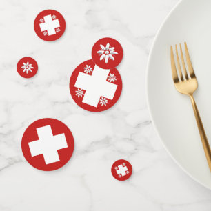 Confettis Drapeau et edelweiss suisses