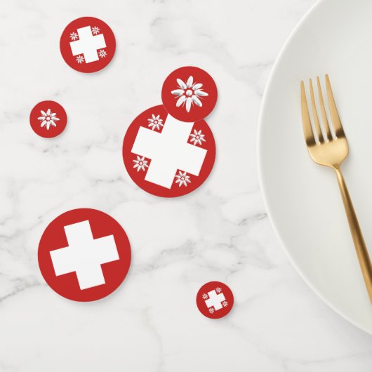 Confettis Drapeau suisse et edelweiss (Groupe)