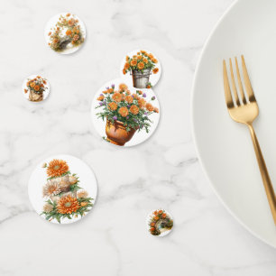 CONFETTIS EFFONDRE LES FLEURS D'ASTER ORANGE EN SCÈNES