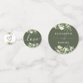 Confettis Élégance Florale de Verdure Mariage Olive Vert (Devant)