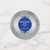 Confettis Élégance florale et fleurs d'argent métallique (Petit recto)