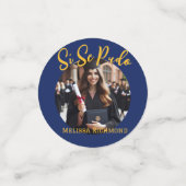 Confettis Elégant Bleu Photo Espagnol Diplômé (Petit recto)