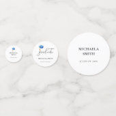 Confettis Élégant Blue Graduate Photo Graduate (Derrière)