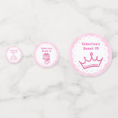 Confettis Élégant Bouquet Floral de Quinceañera | Rose et Bl (Derrière)