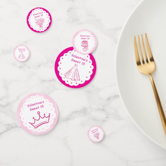 Confettis Élégant Bouquet Floral de Quinceañera | Rose et Bl (Groupe)