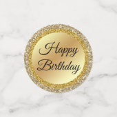 Confettis élégant chic heureux anniversaire, or luxe arrière (Petit recto)
