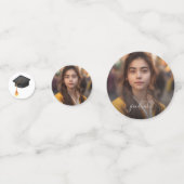 Confettis Élégant Diplômé Photo noir Cap Graduation (Devant)