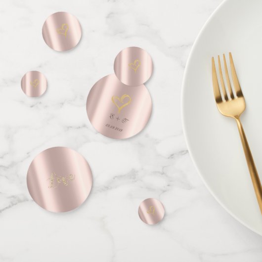 Confettis Elégant Gold Hearts Rose Gold (Groupe)