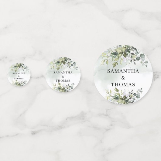 Confettis Élégant mariage botanique vert eucalyptus or (Derrière)