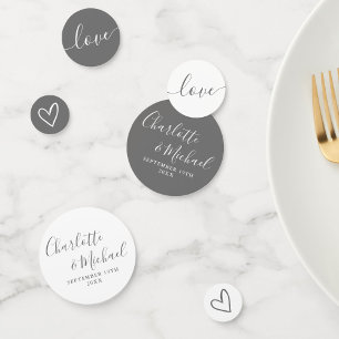 Confettis Élégant Mariage de script de signature gris