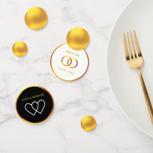 Confettis Elégant noir blanc & or (Groupe)