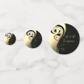 Confettis Elégant noir Damas, Or, Nom d'amour (Devant)