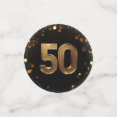 Confettis Elégant Noir & Or 50ème Anniversaire Table Confett (Petit recto)
