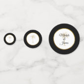 Confettis Élégant Palmier d'or noir Mariage tropical (Devant)