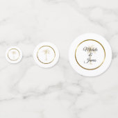 Confettis Élégant Palmier d'or noir Mariage tropical (Derrière)