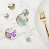 Confettis Élégant Papillons dorés Nom personnalisé Date (Groupe)