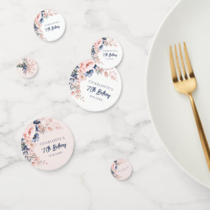 Confettis Elégant rose floral 70e anniversaire fête sur mesu