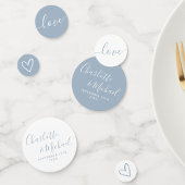 Confettis Élégant signature Script Dusty Mariage bleu