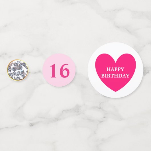 Confettis Élégant Sweet 16 Anniversaire sur Magenta Pink (Devant)