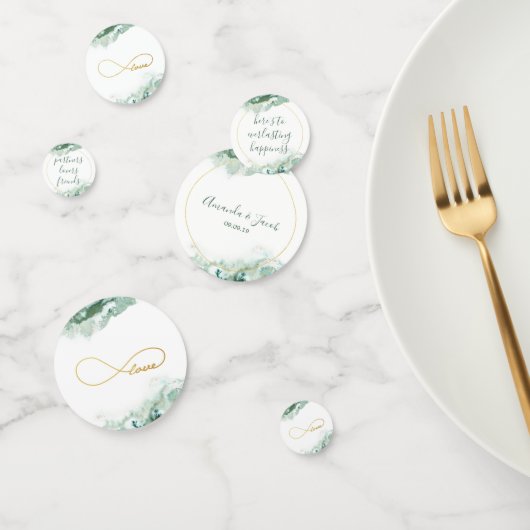 Confettis Elégant Vert Ombre Marbre Or Aimer Infinité (Groupe)