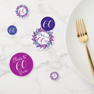 Confettis Élégante couronne rose pourpre 60e anniversaire Co