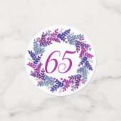 Confettis Élégante couronne rose pourpre 65e anniversaire Co (Petit recto)