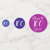 Confettis Élégante couronne violette rose 100e anniversaire (Derrière)