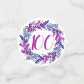 Confettis Élégante couronne violette rose 100e anniversaire (Petit recto)