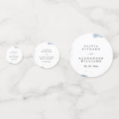 Confettis Elégante invitation de mariage Bleu et minimal or (Devant)