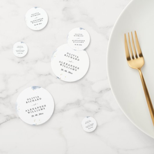 Confettis Elégante invitation de mariage Bleu et minimal or (Groupe)