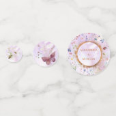 Confettis Élégante table blanche fleur rose (Derrière)