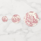 Confettis Élégante toile de Jouy rouge vintage (Derrière)