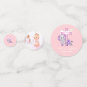Confettis Élément de décoration bébé éléphant rose avec colo (Derrière)