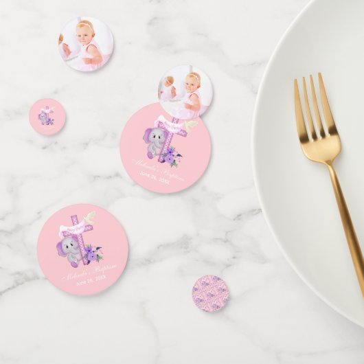 Confettis Élément de décoration bébé éléphant rose avec colo (Groupe)