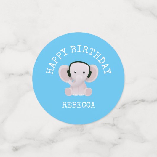 Confettis Elephant aime la musique (Petit recto)