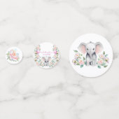 Confettis Eléphant Bébé Avec Des Peonies, Baby shower Eucaly (Devant)