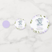 Confettis Eléphant, Fleurs d'aquarelle violette, Baby shower (Derrière)
