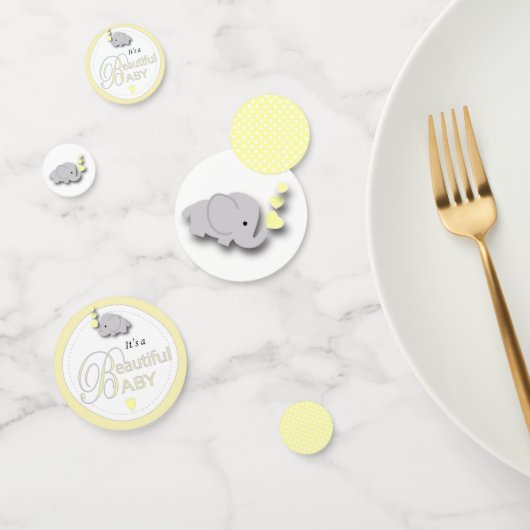 Confettis Eléphant jaune et gris | BABY SHOWER (Groupe)