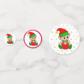 Confettis elfe de Noël, couronne de pin. balles rouges & éto (Devant)