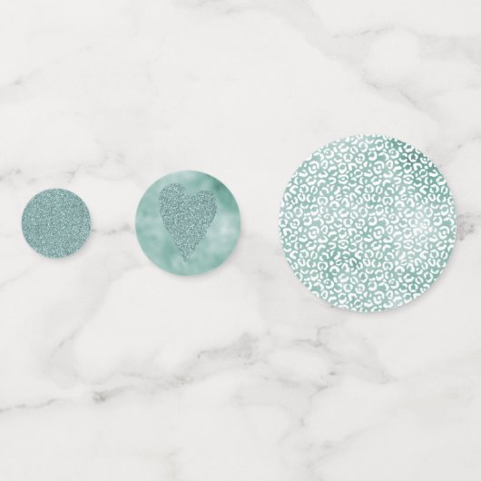 Confettis Empreinte de léopard blanc à la menthe (Devant)