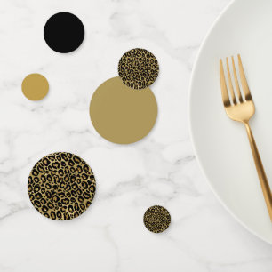 Confettis Empreinte de léopard Gold Black Poster de animal