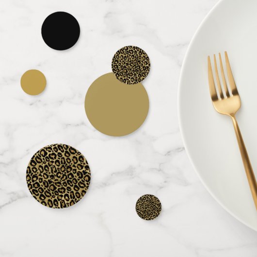 Confettis Empreinte de léopard Gold Black Poster de animal (Groupe)