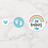 Confettis Empreintes Rainbow Blue Boys Twins Baby shower (Derrière)
