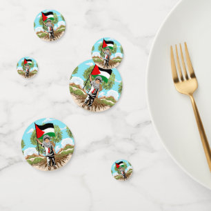 Confettis Enfant avec Keffiyeh Palestine Drapeau et olivier