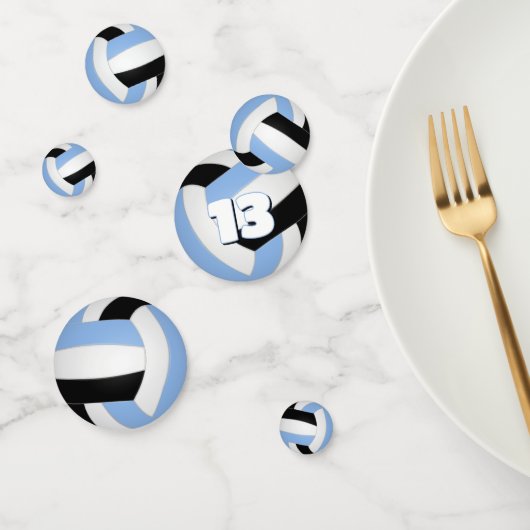 Confettis équipe noire bleu clair couleurs enfants volley-ba (Groupe)